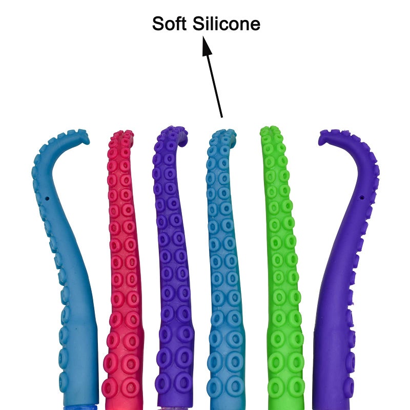 Maydahui 8 PCS Octopus Tentacle Shaped Ballpoint Pen Funny Finger Puppet Pen Black Ink Devilfish Fish Pens Soft Silicone for Boys School Student - Image 4